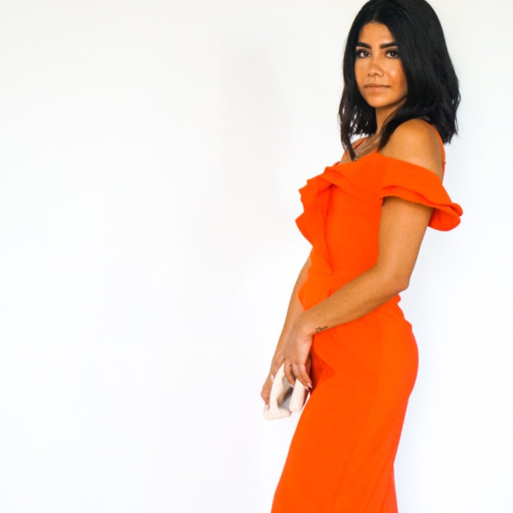 NWT Bright orange cami jumpsuit - Picture 3 of 4